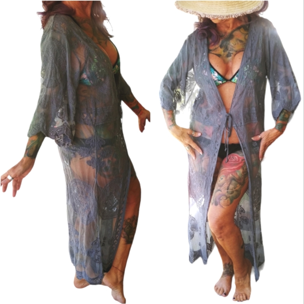 Dusty Blue Lace Cover up